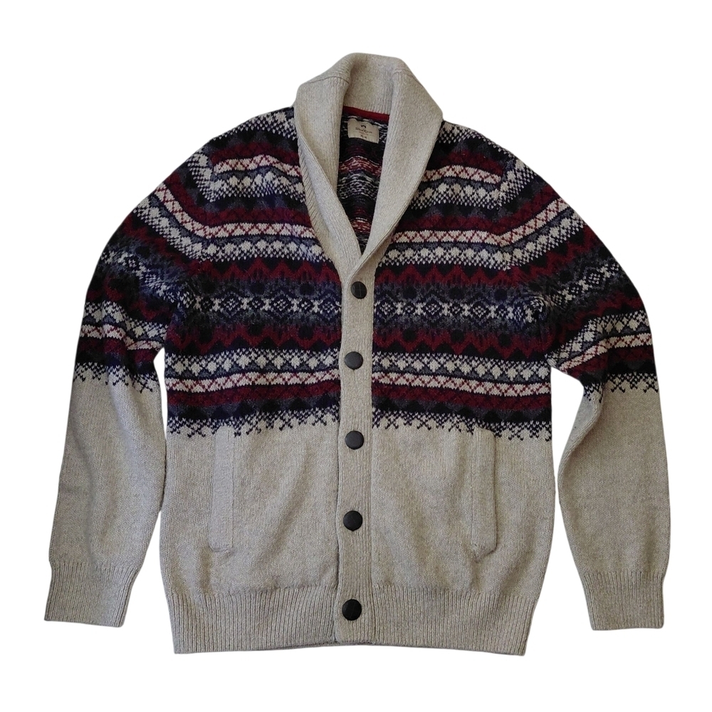 Men's Shawl Collar Cardigan with Patterned Design